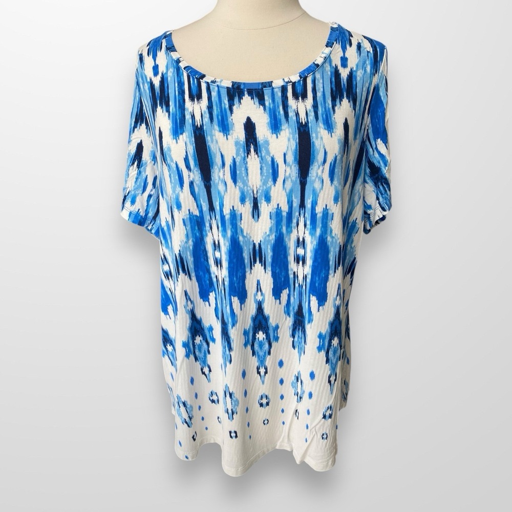 JM Collection Women's Size 2X Top Shirt Short Sleeve Lightweight Flowy Stretch‎